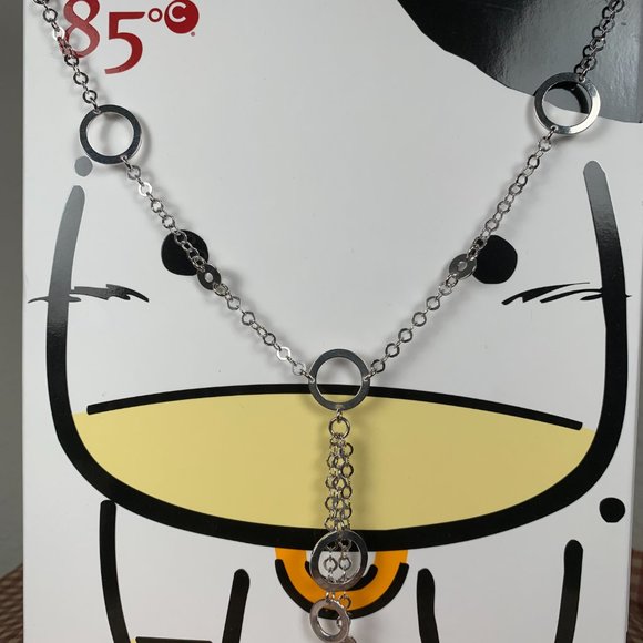 NWOT Italian Real Silver (not plated) Tassel & Circle Necklace - Picture 3 of 5